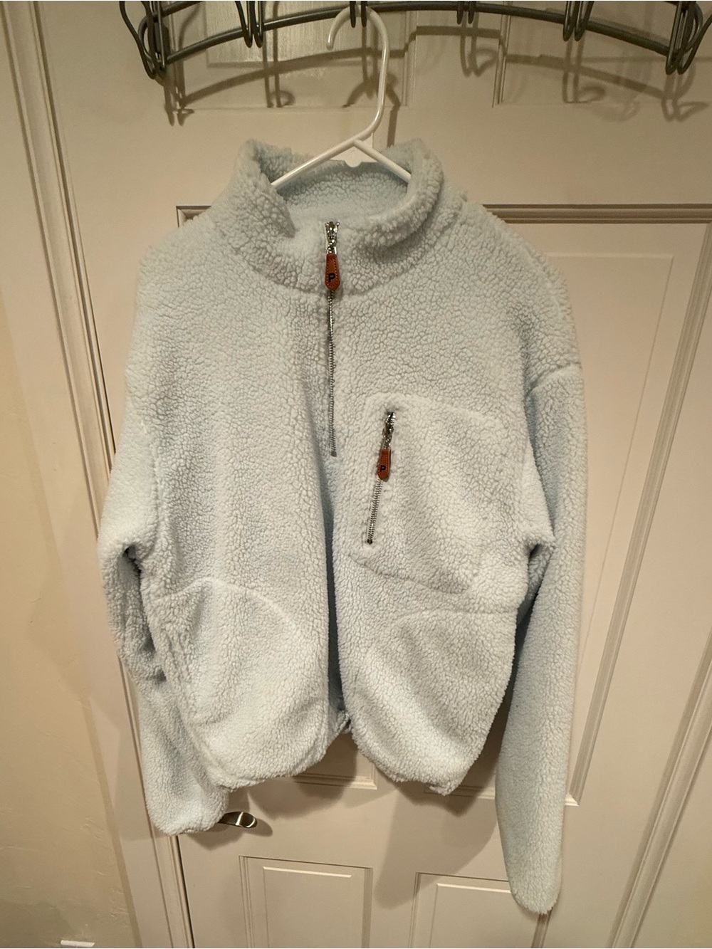 Parke Pale Blue Quarter Zip Arctic Sherpa Fleece Sweatshirt Jacket Small/Medium
